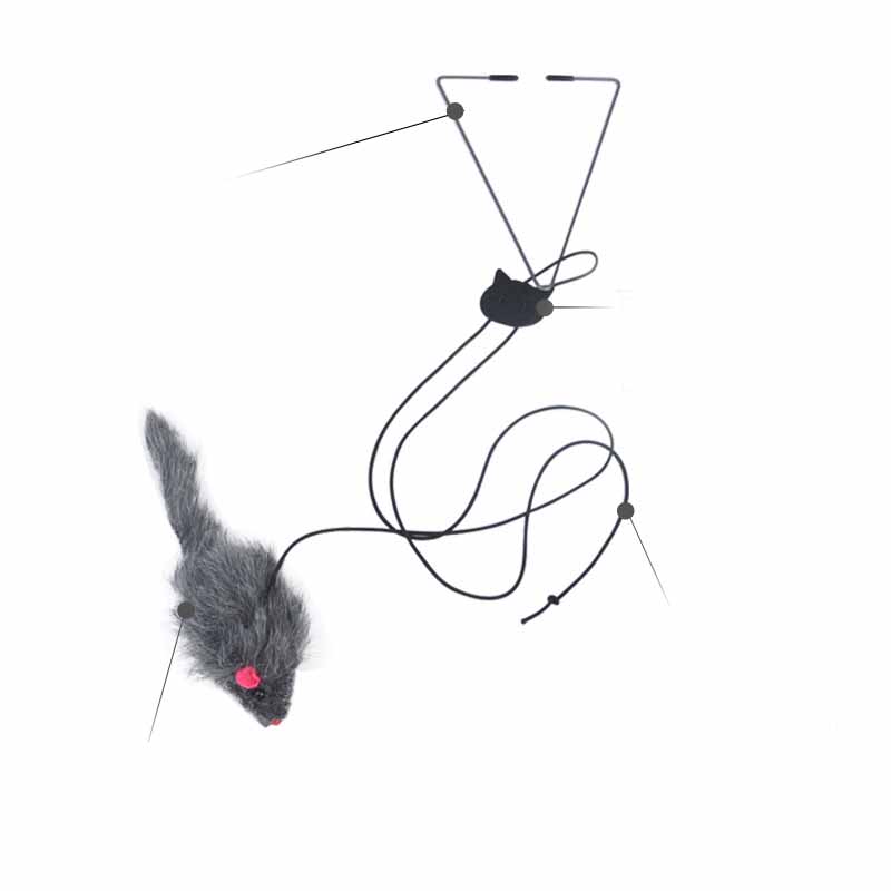 HKM-8623805 Telescopic Hanging Cat Toy with Adjustable Elastic Rope and Swinging Mouse Design