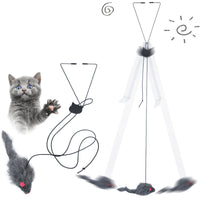 HKM-8623805 Telescopic Hanging Cat Toy with Adjustable Elastic Rope and Swinging Mouse Design