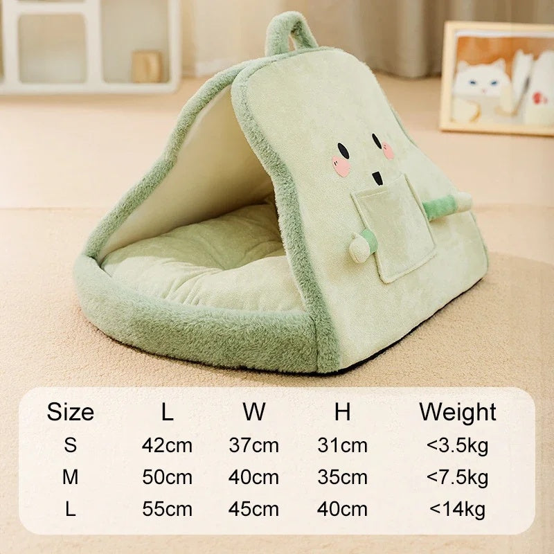 HKM-8626237 Cozy Winter Cat Tent Soft Nest Bed for Deep Sleeping Pets