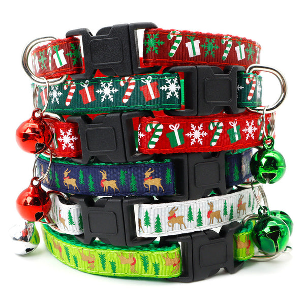 HKM-8626749 Christmas Bell Dog Collar Decoration in Light Green, Green, White, and Red Variants