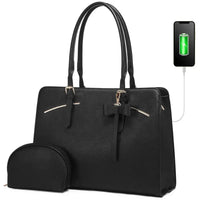 HKM-862675 Large PU Laptop Tote Bag for 15.6 Inch Devices - Versatile Work Shoulder Bag with Briefcase Accessories