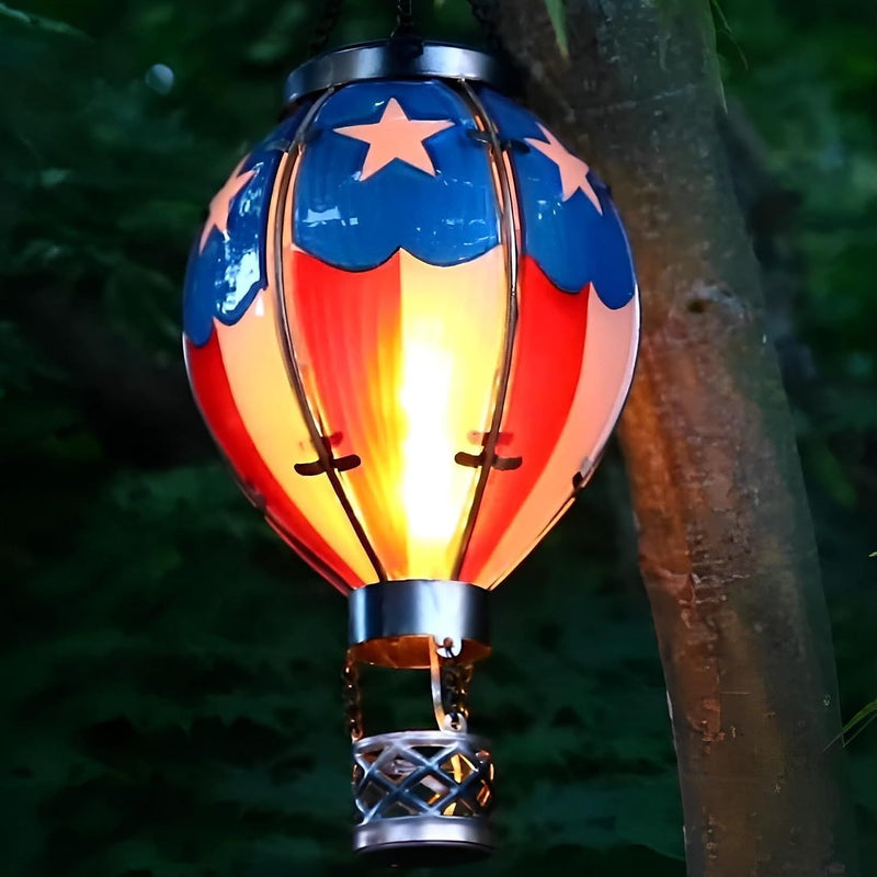 HKM-862739 Solar Powered Outdoor Hot Air Balloon Lantern for Garden and Holiday Decor 30cm