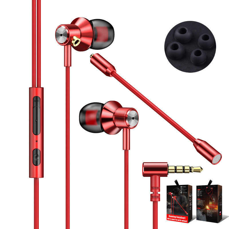 HKM-862867 Wired In-Ear Headset with Microphone - Double Wheat Design, Silicone Ear Tips, 3.5mm Connector, Rose Gold, Red, Black