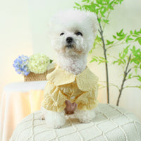 HKM-8629309 Blue and White Bow Suspender Skirt for Pets - Casual Polyester Dress Available in Multiple Sizes