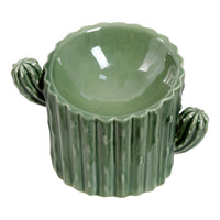 HKM-863123 Ceramic High-Leg Cat and Dog Bowls in Cactus Designs - Available in Single and Double Branch Options