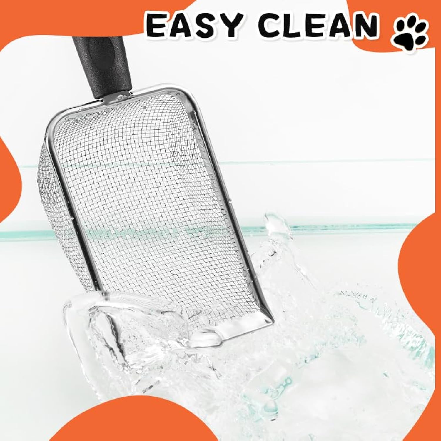 HKM-8631997 Stainless Steel Cat Litter Scoop with Small Mesh for Easy Cleanup and Comfort