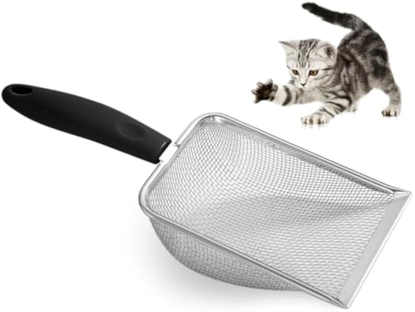 HKM-8631997 Stainless Steel Cat Litter Scoop with Small Mesh for Easy Cleanup and Comfort
