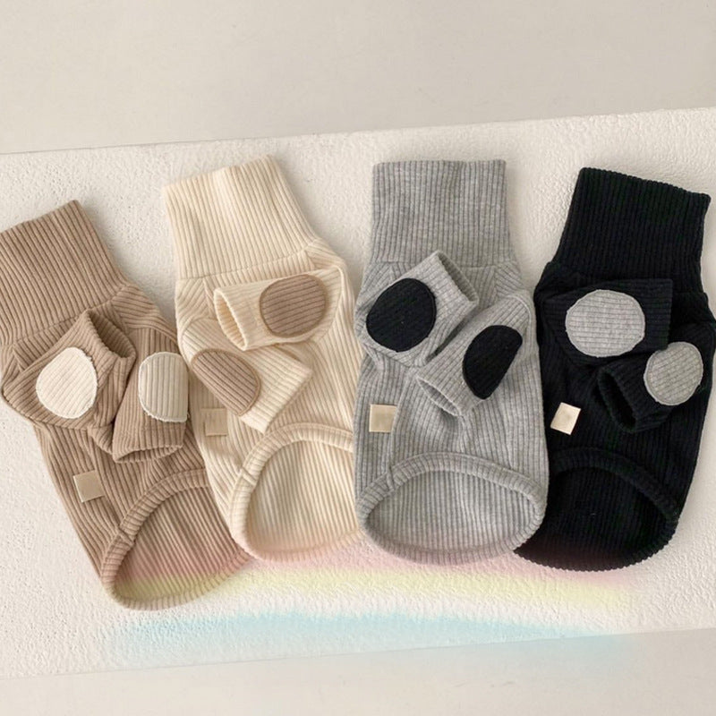 HKM-8632509 Stylish Contrast Vertical Pet Clothing in Brown, Black, Beige, and Grey - Multiple Sizes Available