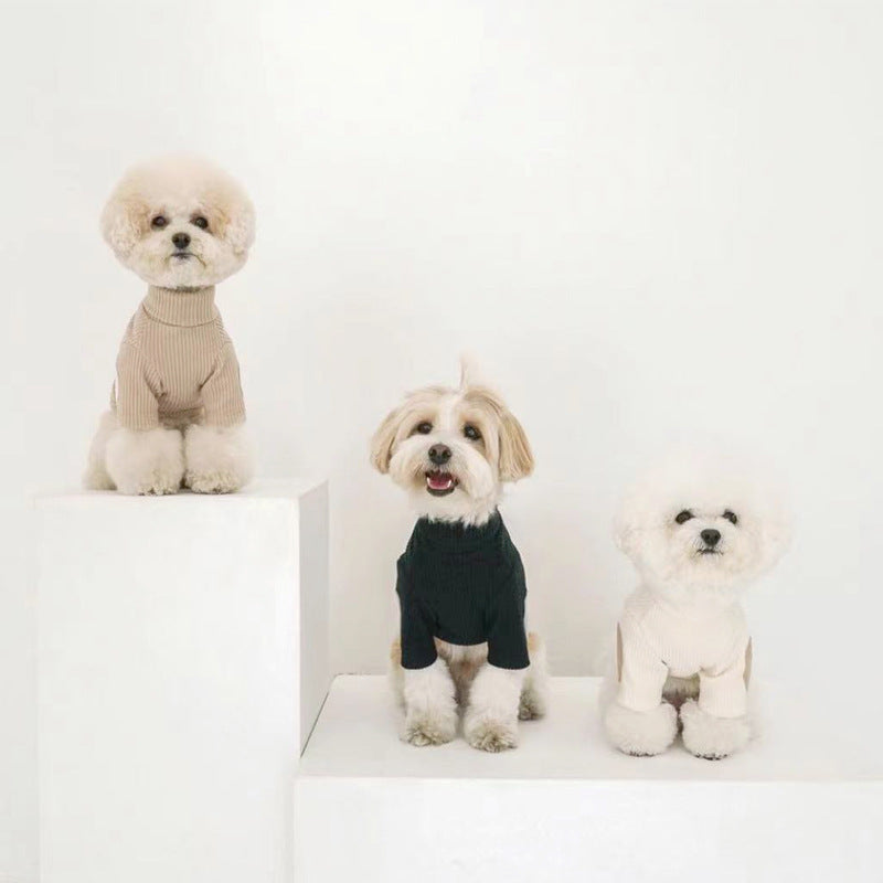 HKM-8632509 Stylish Contrast Vertical Pet Clothing in Brown, Black, Beige, and Grey - Multiple Sizes Available