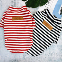 HKM-8632893 Stylish Striped Cotton Puppy Clothes in Black and Red for Comfortable Wear