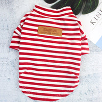 HKM-8632893 Stylish Striped Cotton Puppy Clothes in Black and Red for Comfortable Wear