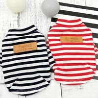 HKM-8632893 Stylish Striped Cotton Puppy Clothes in Black and Red for Comfortable Wear