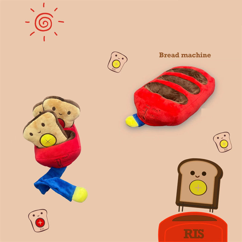 HKM-8634173 Dog Bread Machine Plush Toy for Food Hiding and Molar Training - Red, 27x15x16cm
