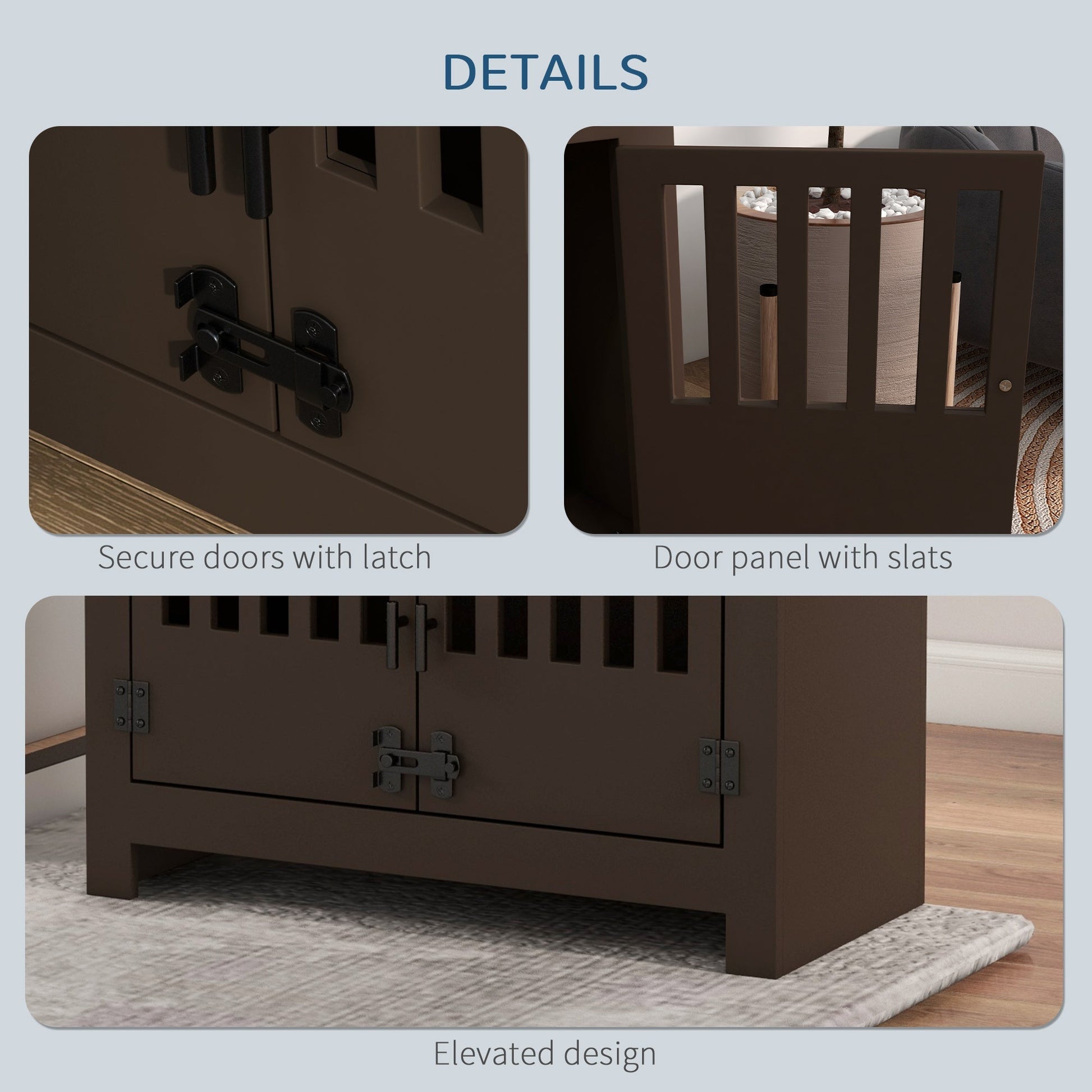 HKM-8634685 Espresso Dog Food Storage Cabinet with Bowls and Feeding Station for Large Dogs