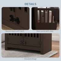 HKM-8634685 Espresso Dog Food Storage Cabinet with Bowls and Feeding Station for Large Dogs