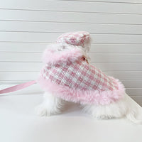 HKM-8635069 Pink Cloak Style Pet Cape with Beret and Drawstring for Cats