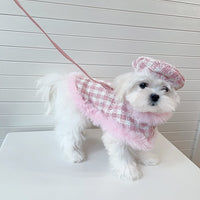 HKM-8635069 Pink Cloak Style Pet Cape with Beret and Drawstring for Cats
