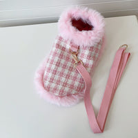 HKM-8635069 Pink Cloak Style Pet Cape with Beret and Drawstring for Cats