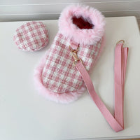 HKM-8635069 Pink Cloak Style Pet Cape with Beret and Drawstring for Cats