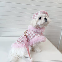 HKM-8635069 Pink Cloak Style Pet Cape with Beret and Drawstring for Cats
