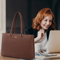HKM-863827 Fashionable PU Leather Tote Bag for Women - Large Handbag and Vintage Laptop Briefcase