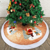 HKM-863891 Old Man Christmas Tree Skirt 98cm Flannel with Reindeer and Bells