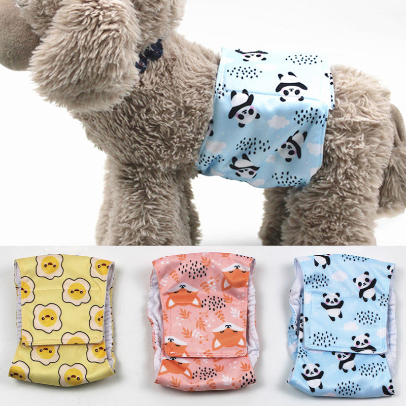 HKM-863955 Absorbent Dog Diapers with Fun Prints for Males - Waterproof TPU Material, Multiple Sizes