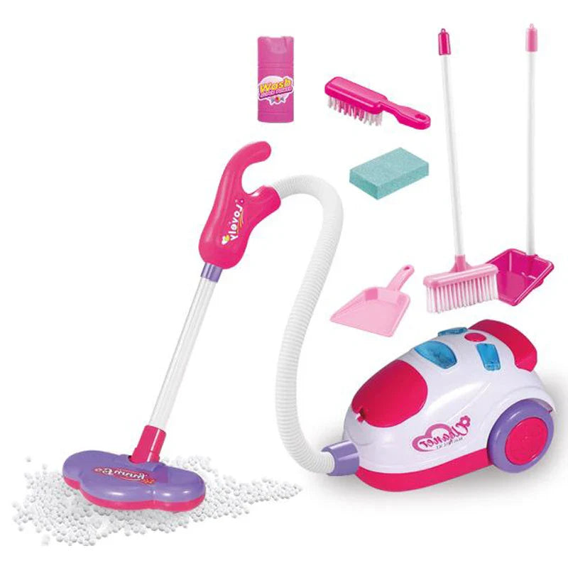 HKM-863955 Electric Vacuum Cleaner Toy Set for Kids with Light - Pretend Play Cleaning Tools, Ages 2-4