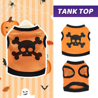 HKM-8639933 Halloween Skull Bones Dog Vest for Small and Medium Pets - Stretchy Cotton Tank Top Costume
