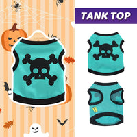 HKM-8639933 Halloween Skull Bones Dog Vest for Small and Medium Pets - Stretchy Cotton Tank Top Costume