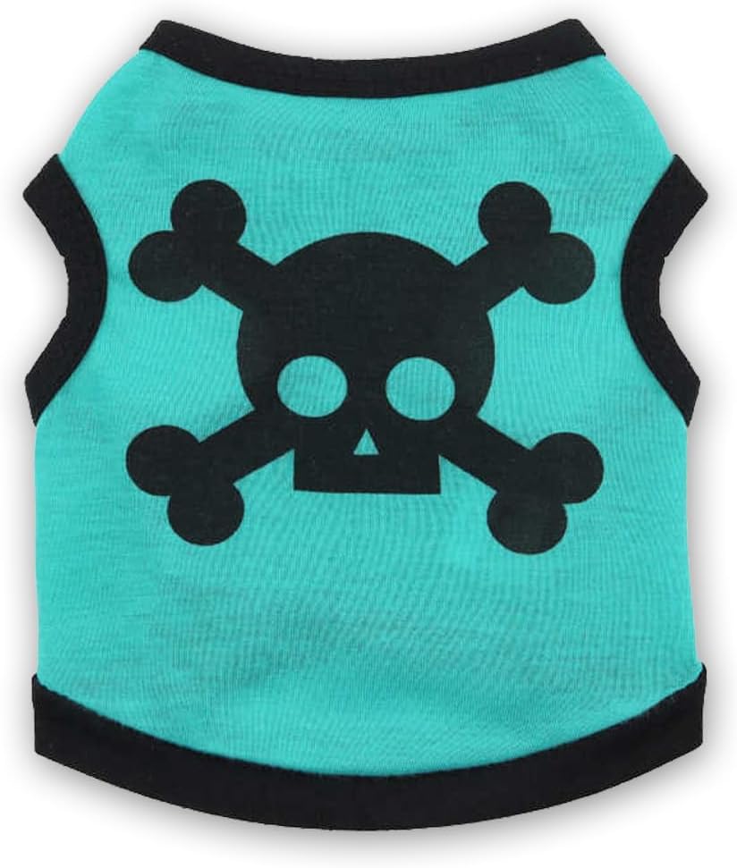 HKM-8639933 Halloween Skull Bones Dog Vest for Small and Medium Pets - Stretchy Cotton Tank Top Costume