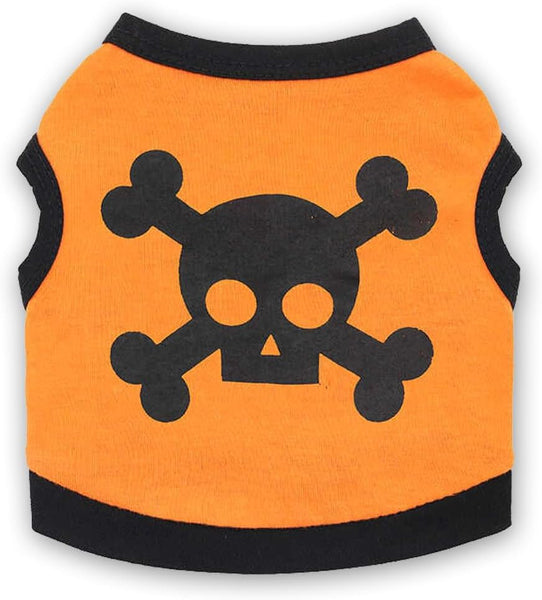 HKM-8639933 Halloween Skull Bones Dog Vest for Small and Medium Pets - Stretchy Cotton Tank Top Costume