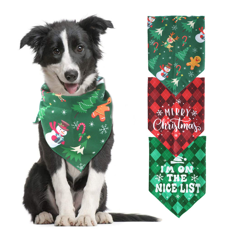 HKM-8640829 Festive Pet Triangular Scarf Towel in Snowman and Plaid Designs
