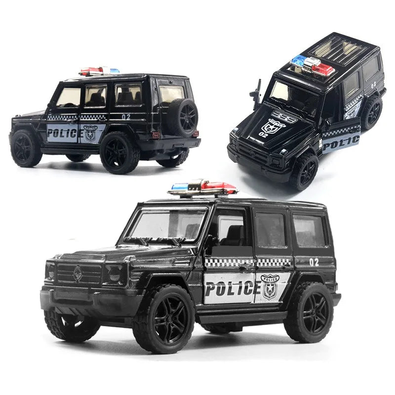 HKM-864083 Diecast 1:39 Scale Police Truck with Open Doors and Pull-Back Action for Ages 5 and Up