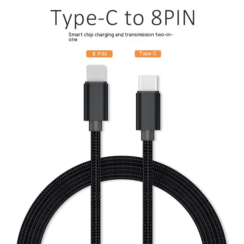 HKM-864147 Braided PD Data Cable 20W Fast Charging & Data Transmission, 1M Length, Compatible with 8PIN Devices