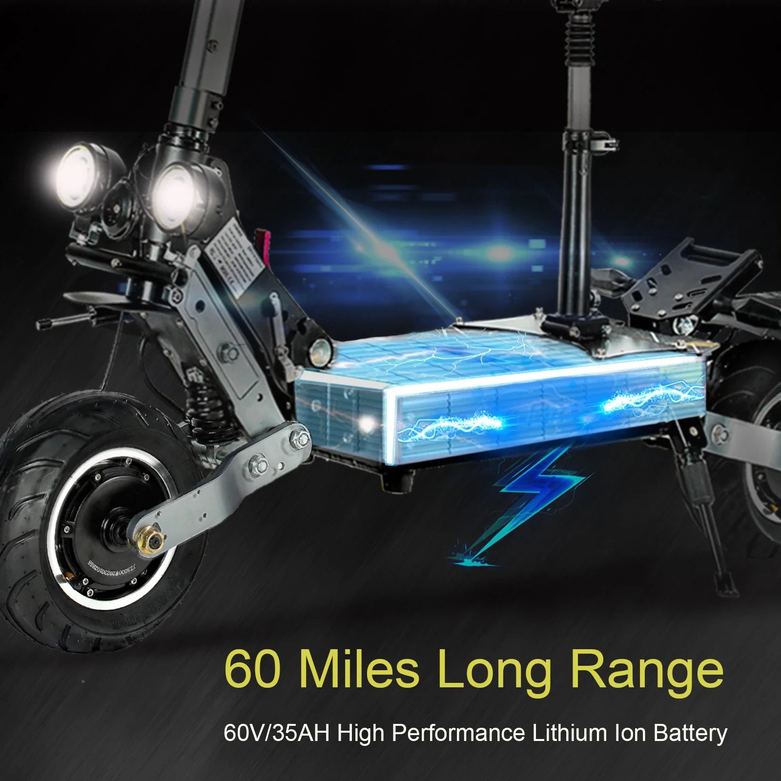 HKM-864147 Electric Adult Scooter - 6000W Dual Motor, 58MPH Max Speed, 90-100km Range, Foldable, Off-Road Capable