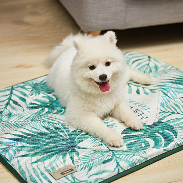 HKM-8642109 3D Printed Fabric Ice Silk Pet Mat with Sandwich Elastic Fiber Liner, 50x38 cm, 1.5 cm Thickness