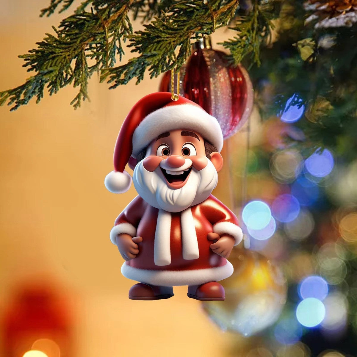 HKM-864211 Acrylic Santa Claus Pendant for Festive Atmosphere Decoration - 8CM