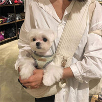 HKM-8642493 Pet Travel Backpack for Cats - White Canvas Crossbody Carrier