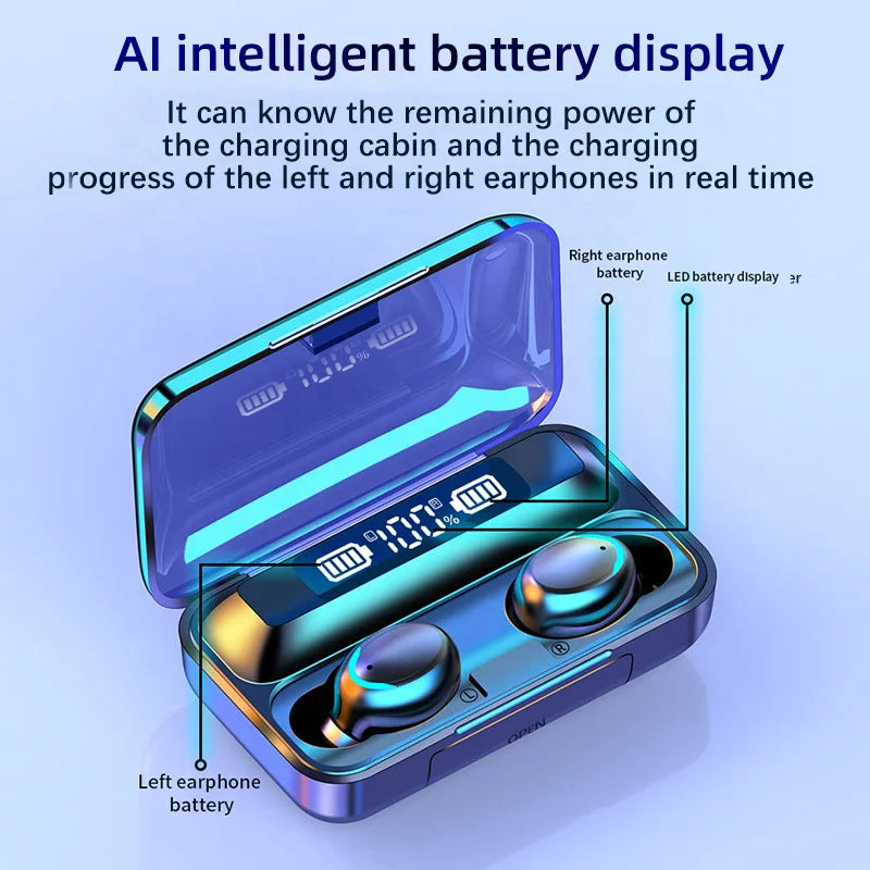 HKM-864275 BT5.0 True Wireless Earbuds with Noise Reduction and Waterproof Design for Models F9, F9-5, and F9-5c