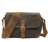 HKM-864339 Retro Canvas Single Shoulder Messenger Bag for Men - Versatile Chest Bag with Multiple Compartments and Cotton Lining
