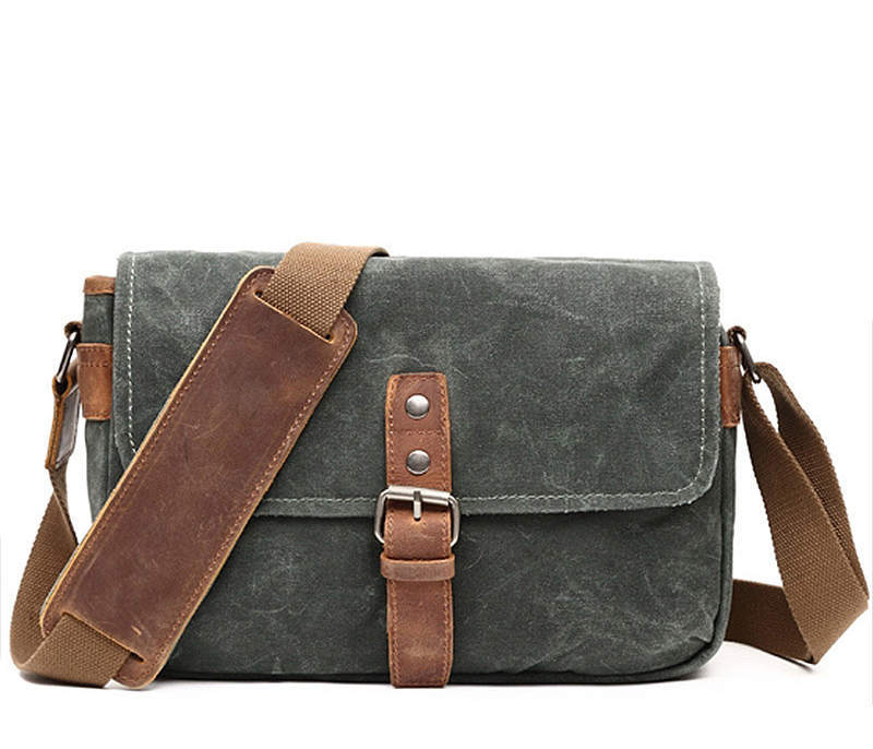 HKM-864339 Retro Canvas Single Shoulder Messenger Bag for Men - Versatile Chest Bag with Multiple Compartments and Cotton Lining