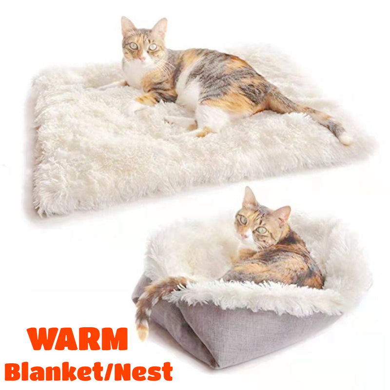 HKM-8643517 Self-Heating Plush Pet Blanket - Double Layer Washable Sleeping Pad for Dogs & Cats