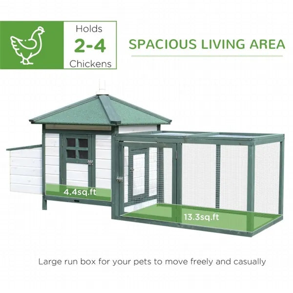 HKM-8643901 Wooden Chicken Coop with Nest Box and Waterproof Design, Toxin-Free Paint, Ideal for Up to 2 Chickens