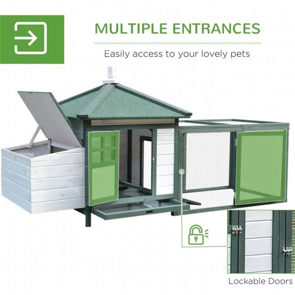 HKM-8643901 Wooden Chicken Coop with Nest Box and Waterproof Design, Toxin-Free Paint, Ideal for Up to 2 Chickens