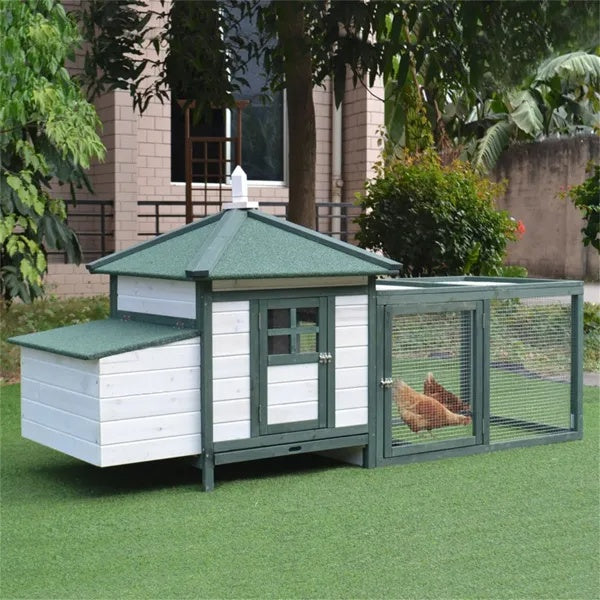 HKM-8643901 Wooden Chicken Coop with Nest Box and Waterproof Design, Toxin-Free Paint, Ideal for Up to 2 Chickens