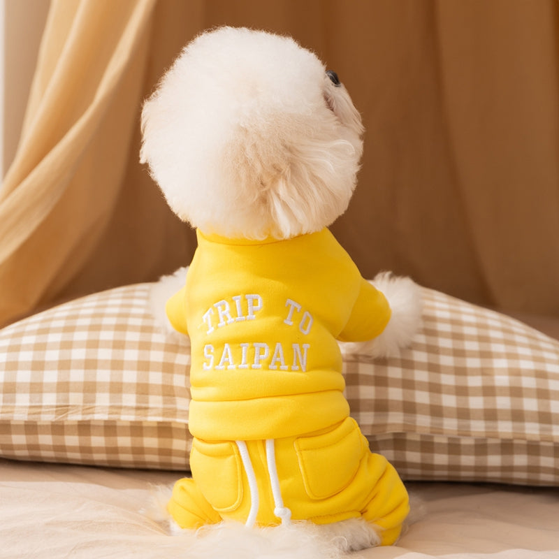 HKM-8644797 Cozy Fleece Hoodie Jumpsuit for Small & Medium Dogs - Autumn/Winter Pet Apparel