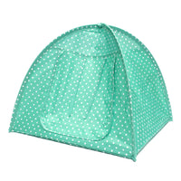 HKM-8645053 Collapsible Pet Tent in Green, Yellow, and Pink Dots - Portable and Lightweight Polyester Design (43x43x41CM)