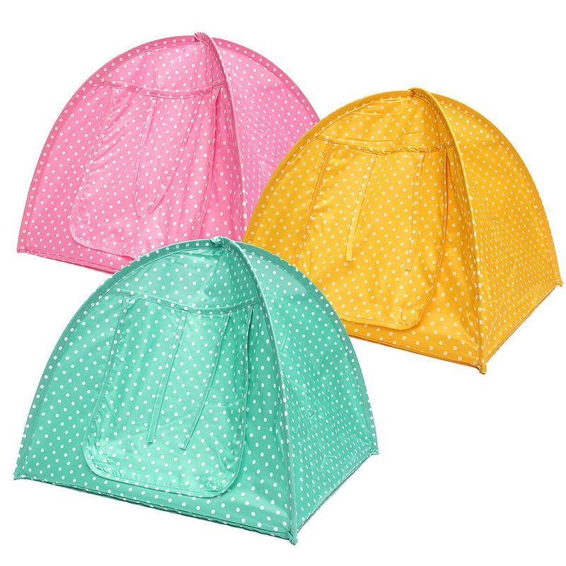 HKM-8645053 Collapsible Pet Tent in Green, Yellow, and Pink Dots - Portable and Lightweight Polyester Design (43x43x41CM)