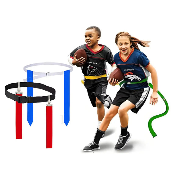 HKM-864531 Adjustable Detachable Flag Football Belts with Air Buckle and Colorful Ribbons for Training